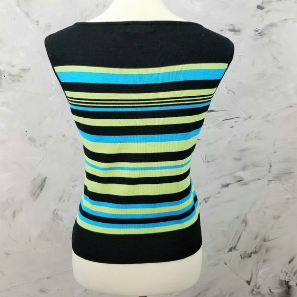 GEOGIOU STUDIO Blue, Green, Black Knit Cami Top - Picture 4 of 7